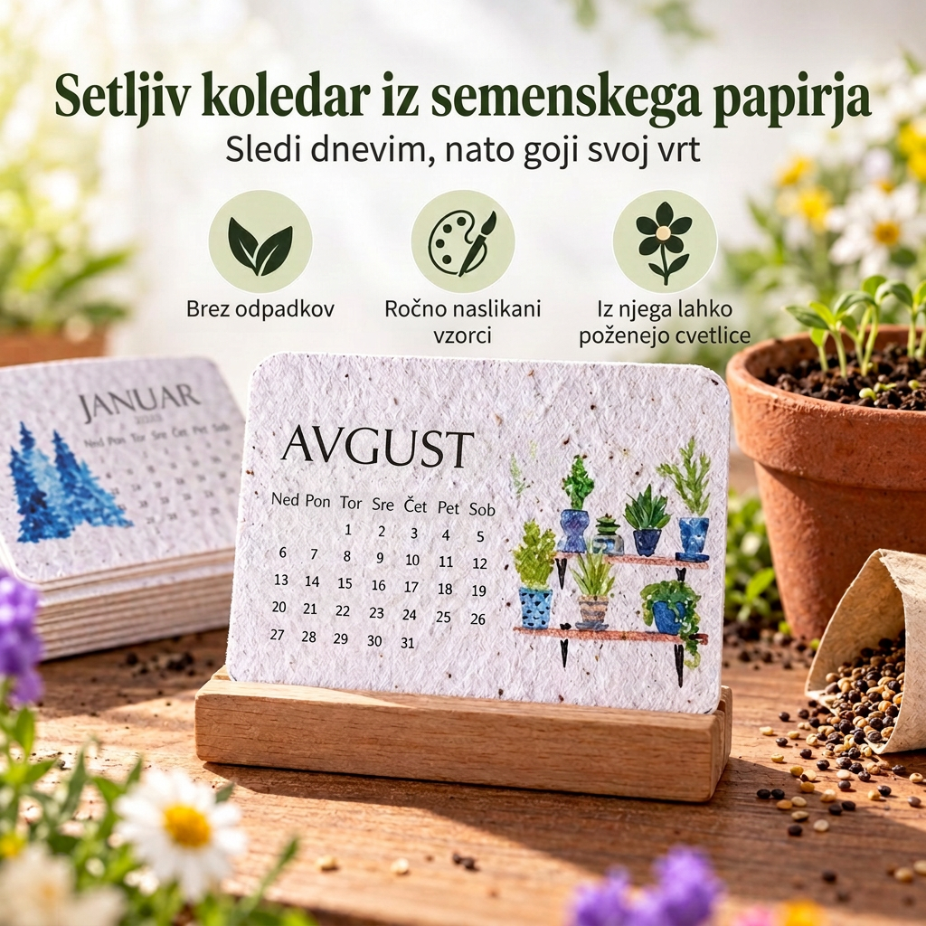 🌱 Setljiv koledar iz semenskega papirja „Timeless” za 2027
