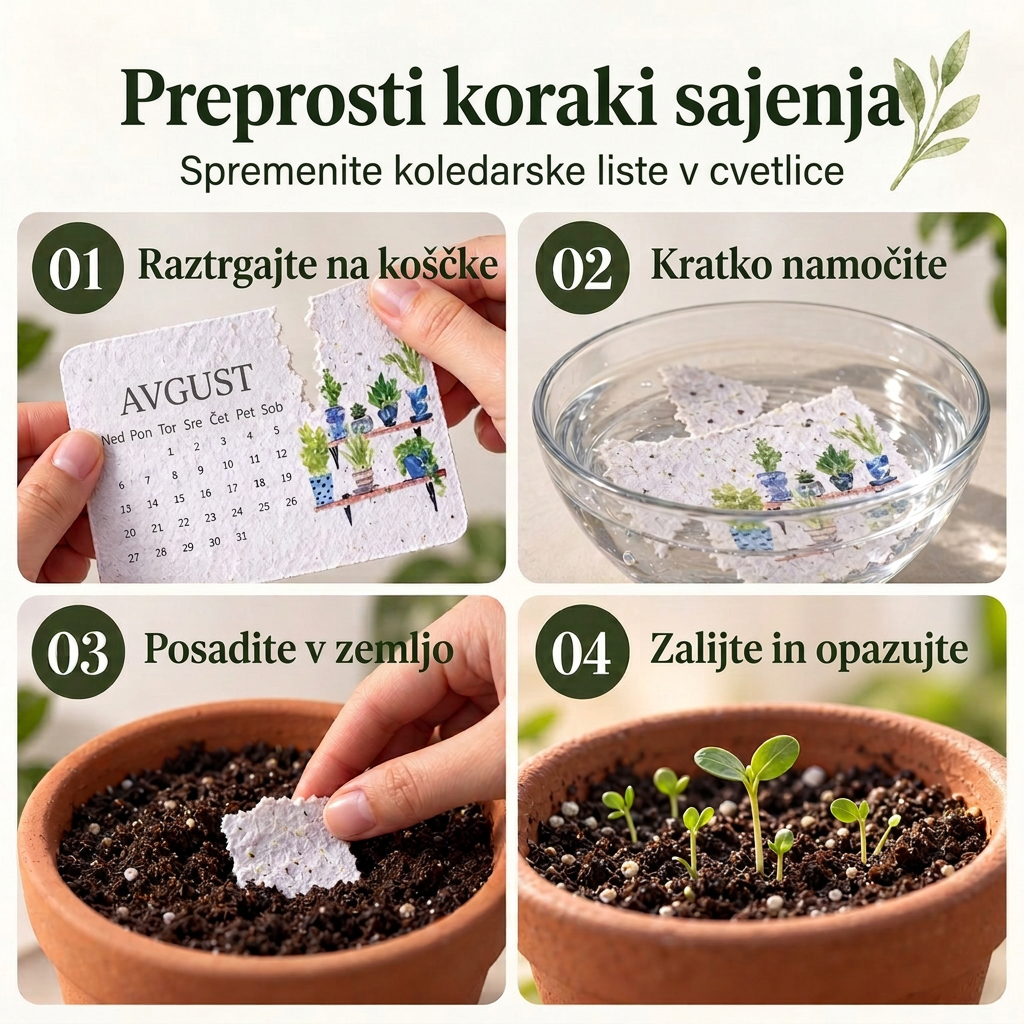 🌱 Setljiv koledar iz semenskega papirja „Timeless” za 2027