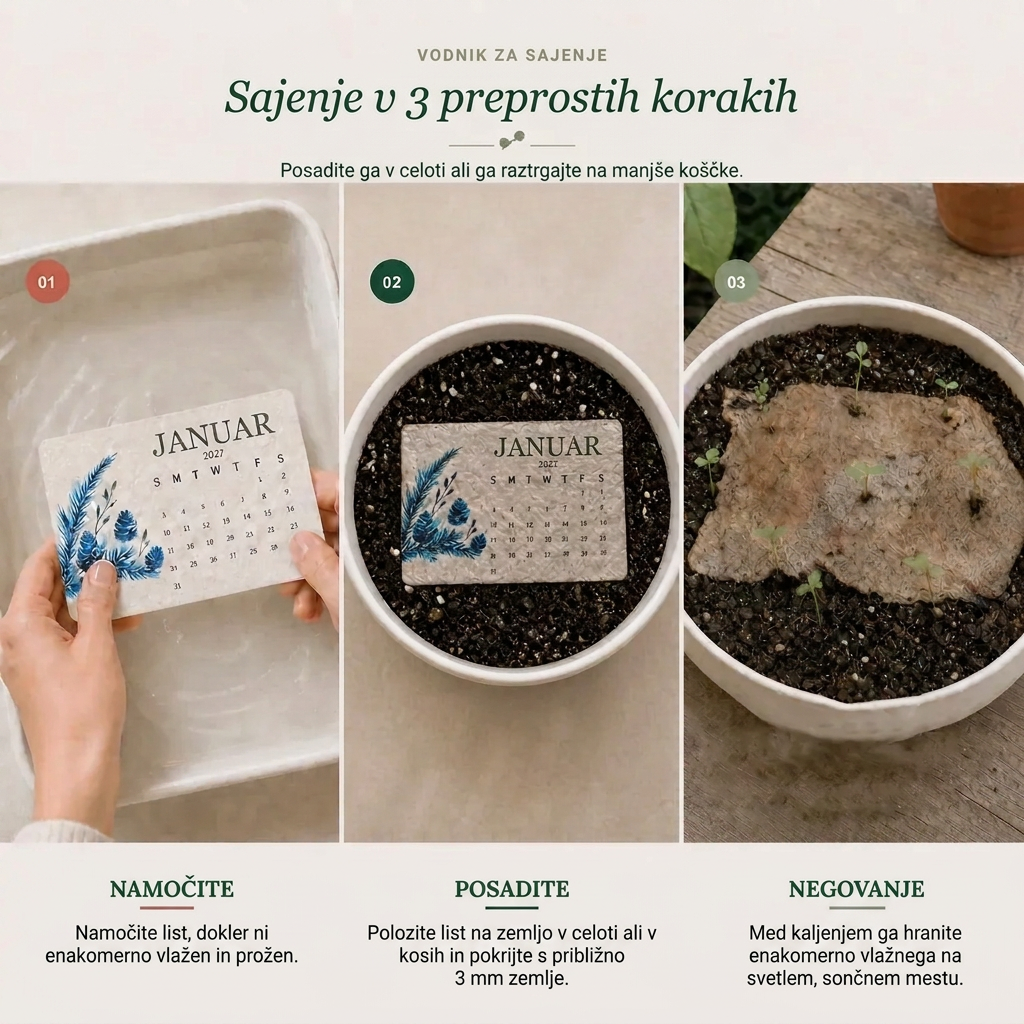 🌱 Setljiv koledar iz semenskega papirja „Timeless” za 2027