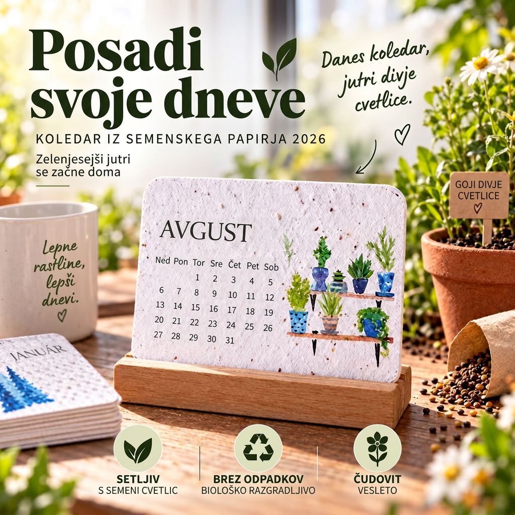 🌱 Setljiv koledar iz semenskega papirja „Timeless” za 2027